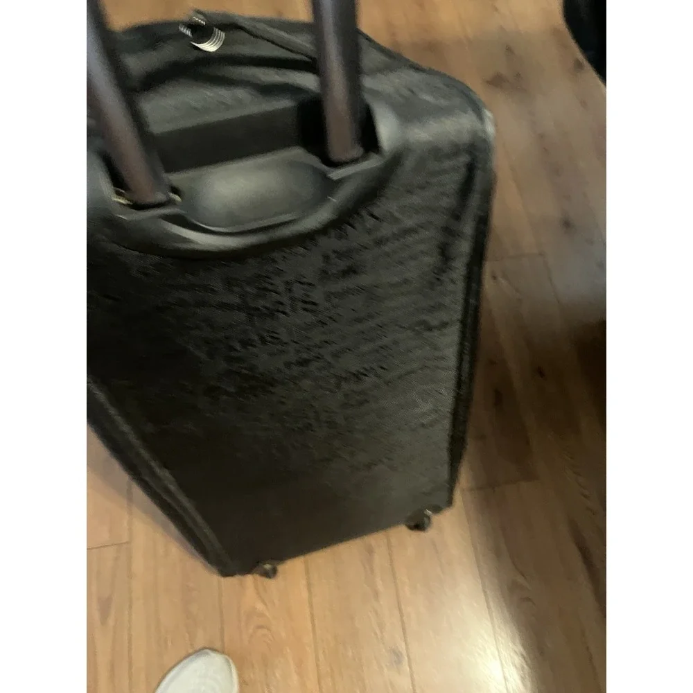 Embossed Paris Pattern Large Rolling Duffel Bag Black 32